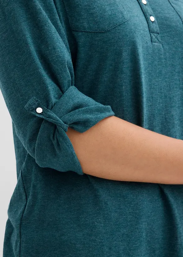 Katoenen Henley shirt met knoopsluiting, bonprix