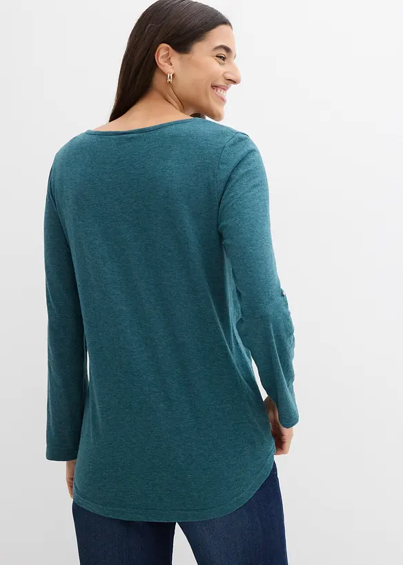 Katoenen Henley shirt met knoopsluiting, bonprix