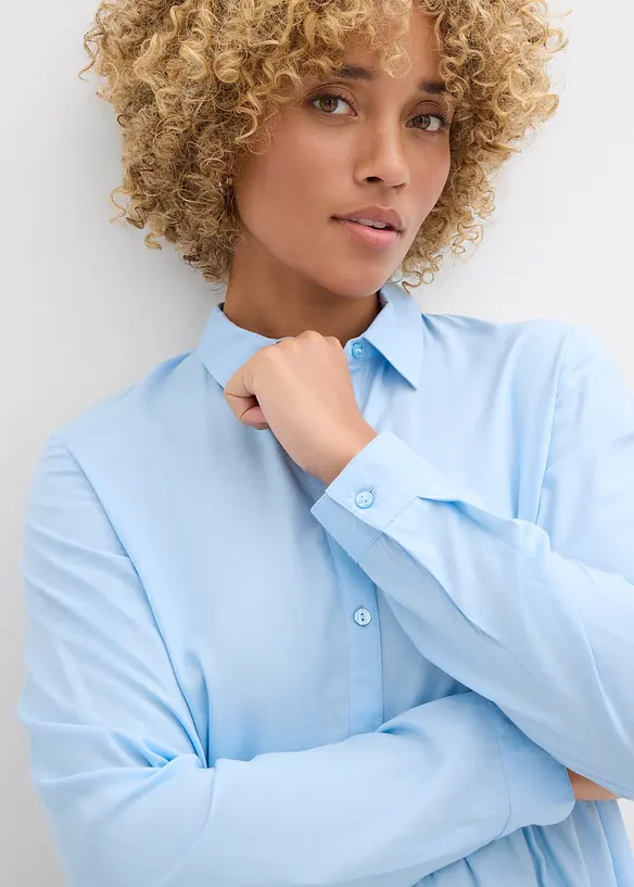 Lange blouse met knoopsluiting van viscose, bonprix