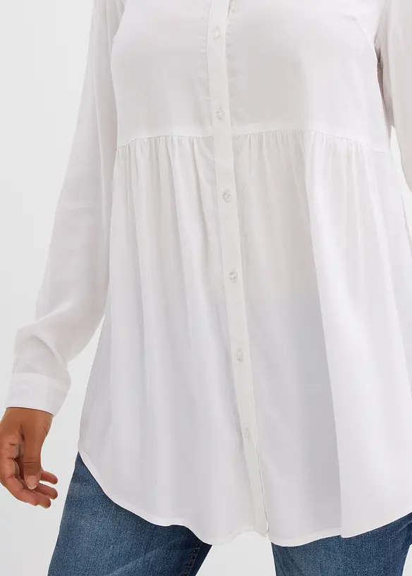 Lange blouse met knoopsluiting van viscose, bonprix