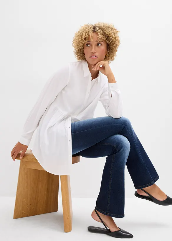 Lange blouse met knoopsluiting van viscose, bonprix