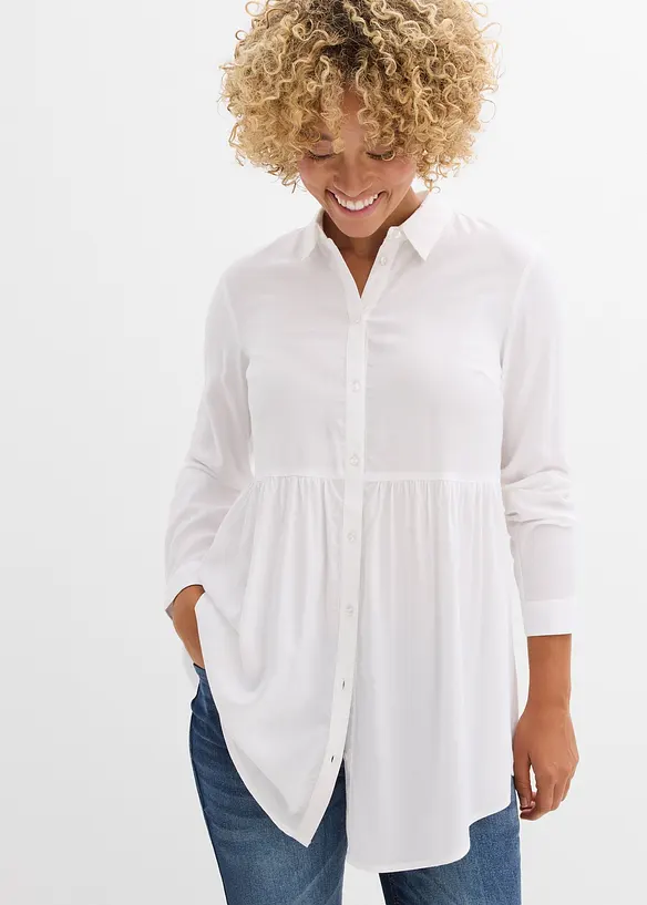 Lange blouse met knoopsluiting van viscose, bonprix