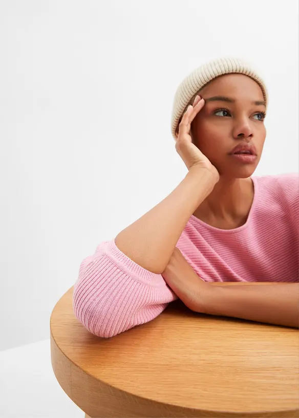 Geribde oversized trui in een viscosemix, bonprix