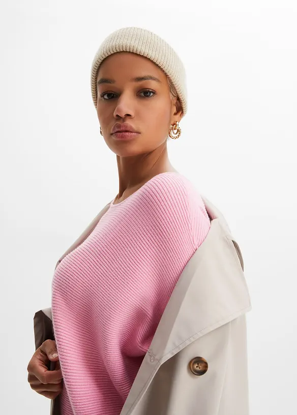 Geribde oversized trui in een viscosemix, bonprix