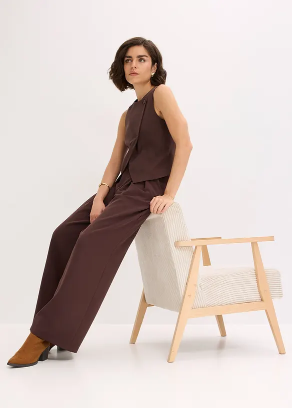 Wijde bandplooibroek met stretch, bonprix