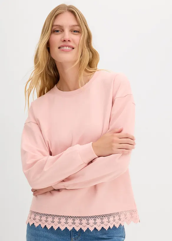 Sweater met kanten rand, bonprix