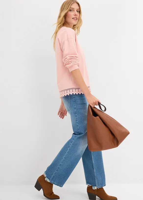 Sweater met kanten rand, bonprix
