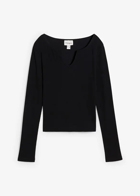 Kort geribd shirt met biologisch katoen, bonprix