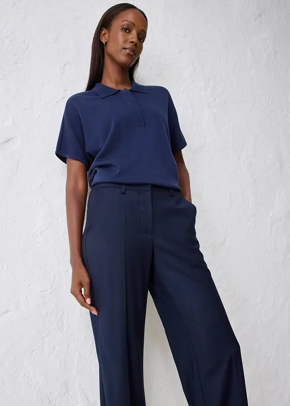Flared broek met wol, bonprix
