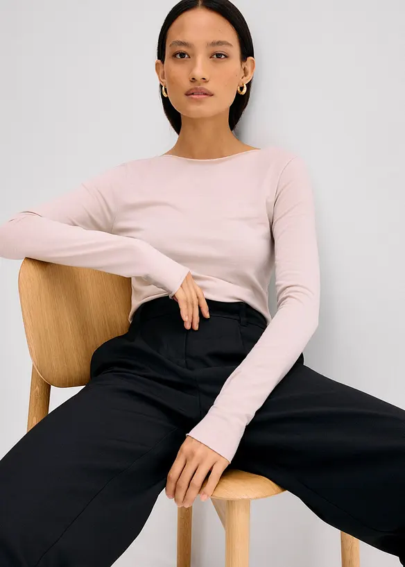 Licht longsleeve met boothals, bonprix