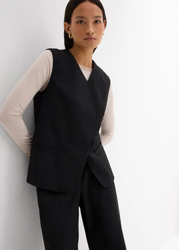 Lang mouwloos vest van twill, bonprix