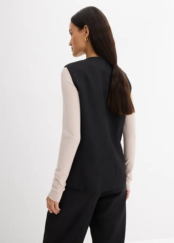 Lang mouwloos vest van twill, bonprix