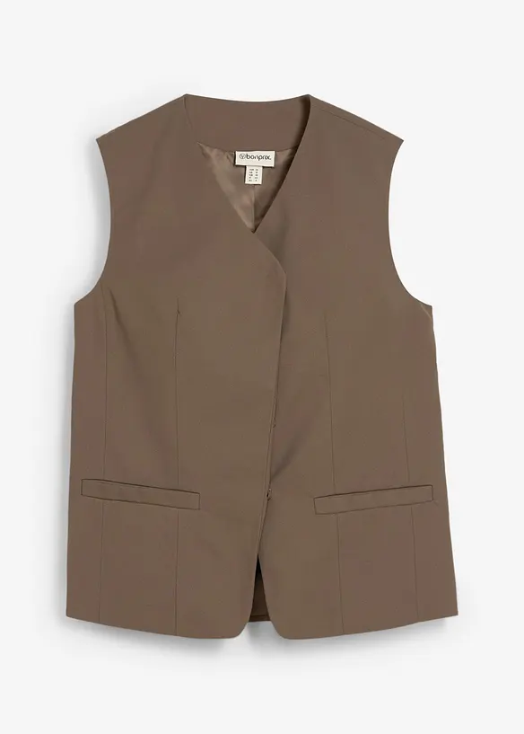 Lang mouwloos vest van twill, bonprix