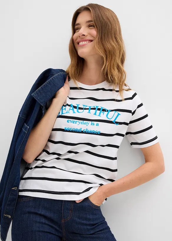 Gestreept T-shirt van puur katoen, bonprix