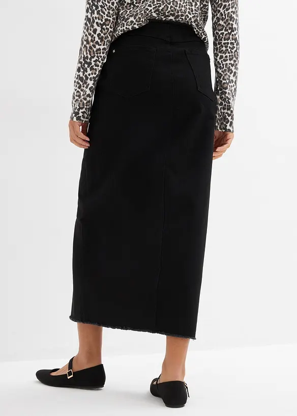 Twill rok met franjes, bonprix