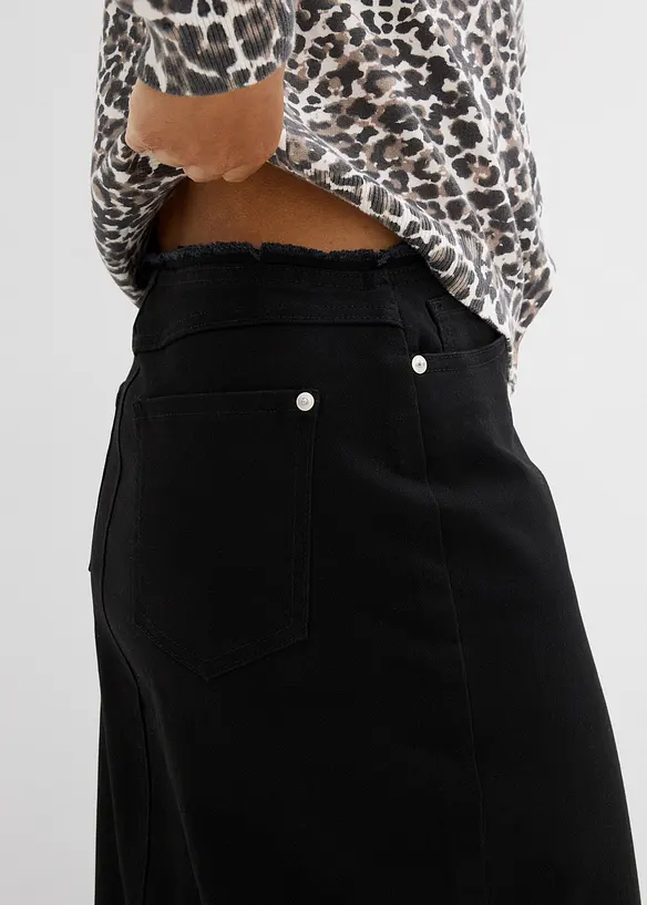 Twill rok met franjes, bonprix