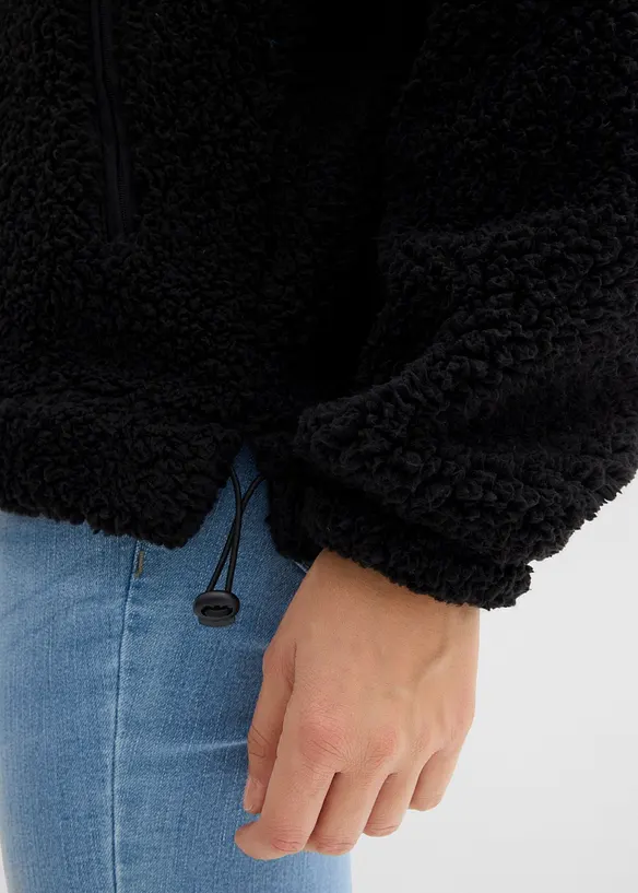 Fleece trui met opstaande kraag, bonprix