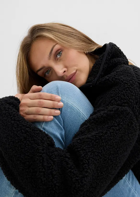 Fleece trui met opstaande kraag, bonprix