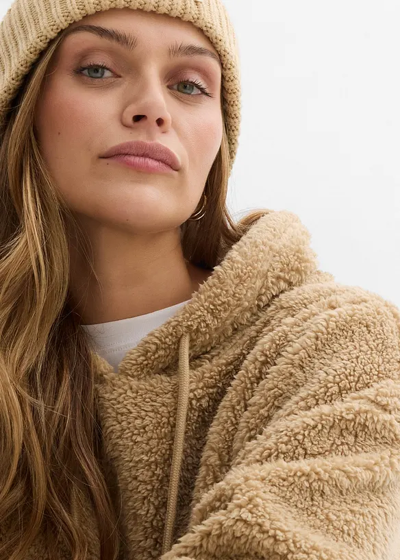 Fleece hoodie van teddy, bonprix