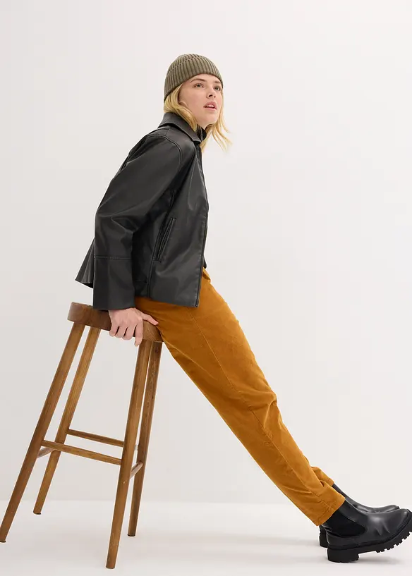 Cropped corduroy broek met comfortabele band, bonprix