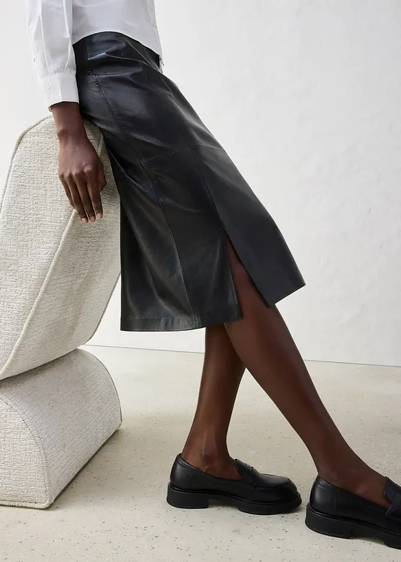 Leren rok met split, bonprix