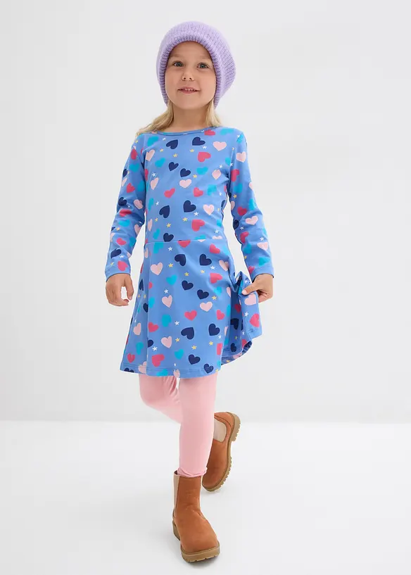 Meisjes jersey jurk met lange mouwen van biologisch katoen, bonprix