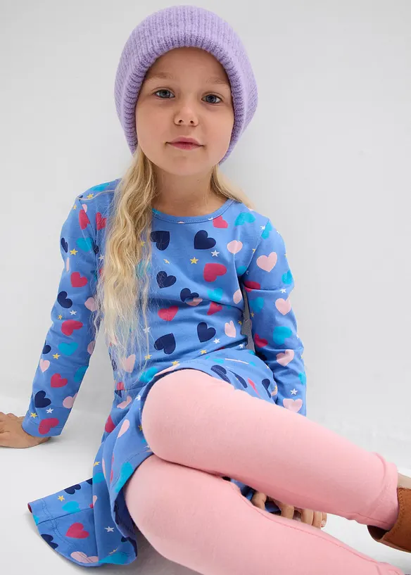 Meisjes jersey jurk met lange mouwen van biologisch katoen, bonprix