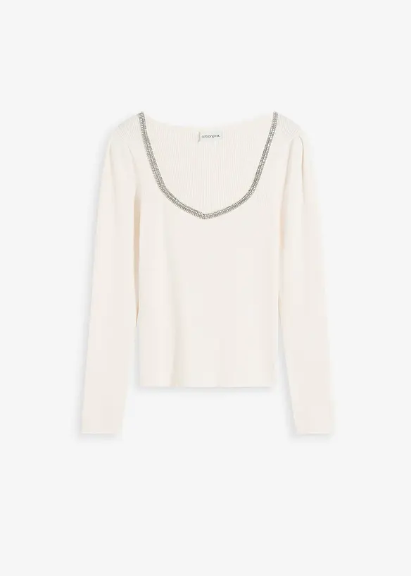 Fijn gebreide trui met sierdetail, bonprix