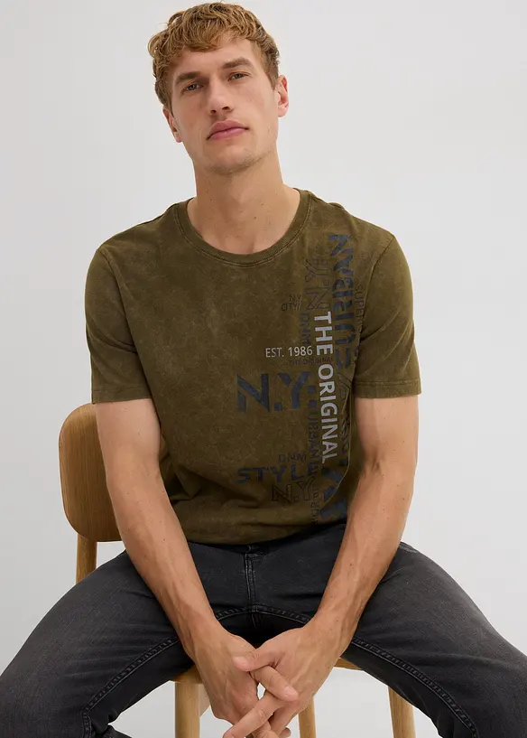 T-shirt in washed out look van biologisch katoen, bonprix