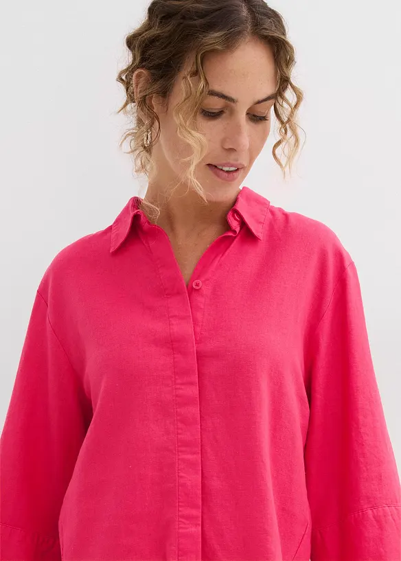 Overhemdblouse in een koele linnenmix, bonprix