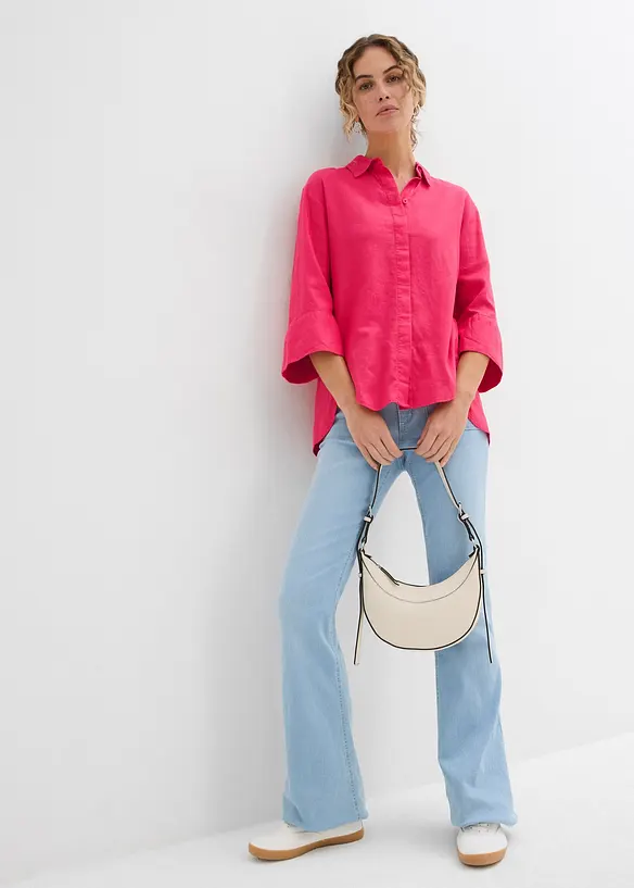 Overhemdblouse in een koele linnenmix, bonprix