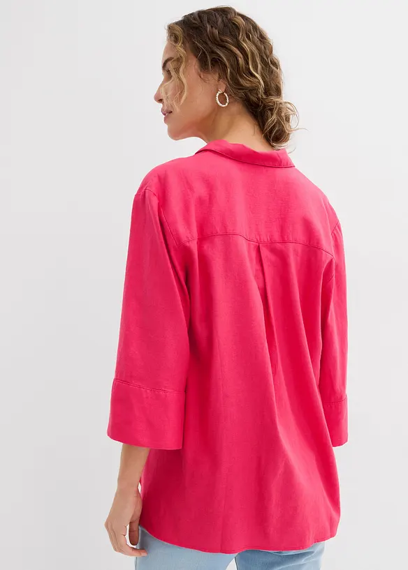 Overhemdblouse in een koele linnenmix, bonprix