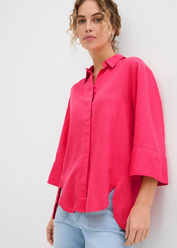 Overhemdblouse in een koele linnenmix, bonprix