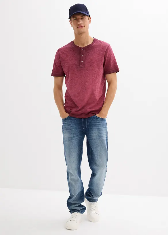 Henley shirt van biologisch katoen in washed out look, bonprix