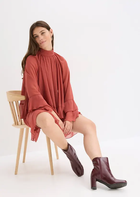 Chiffon jurk met volants, bonprix