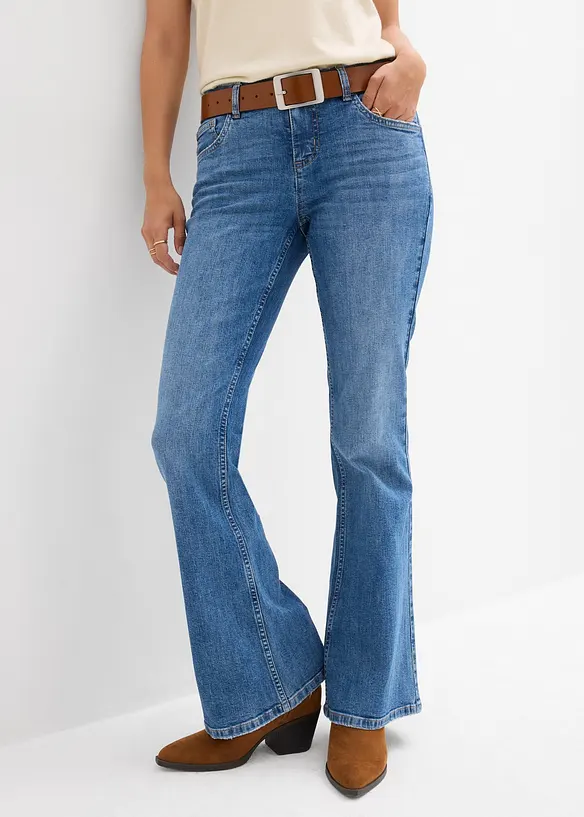 Flared jeans mid waist, bonprix