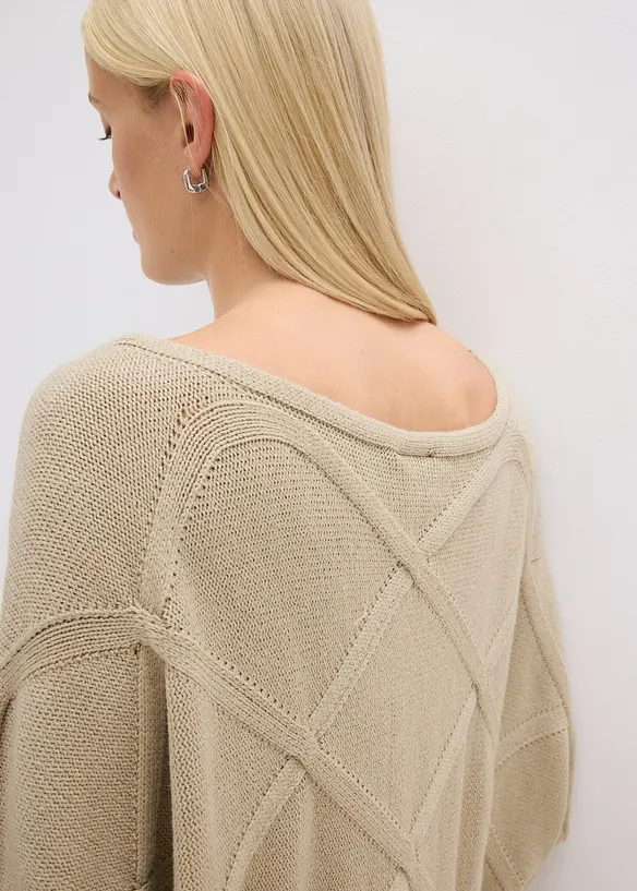 Trui met horizontaal kabelpatroon, bonprix