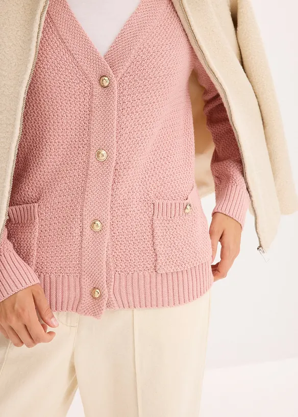 Gemêleerd vest met goudkleurige knopen, bonprix