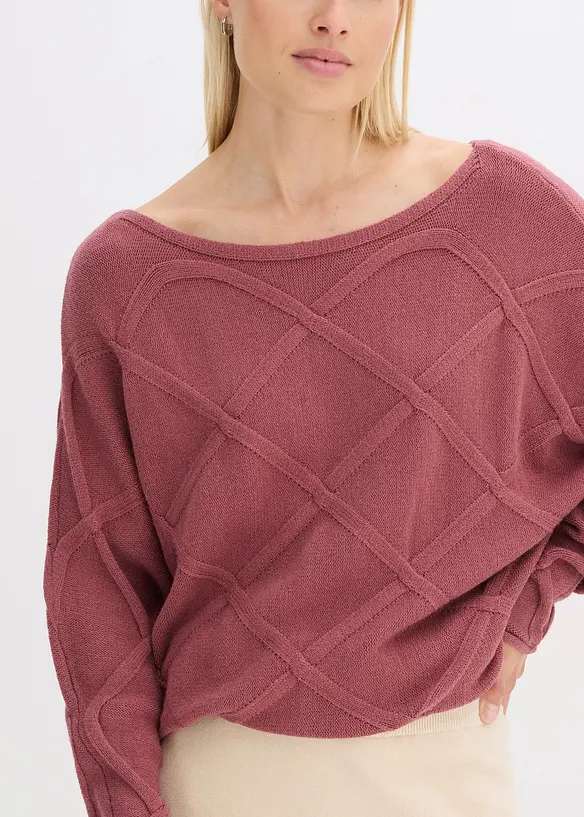 Trui met horizontaal kabelpatroon, bonprix