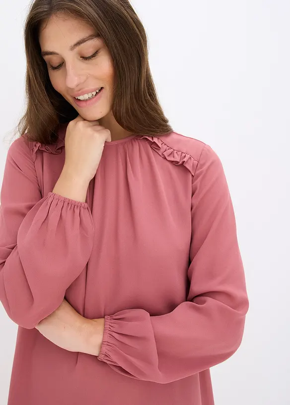 Mini jurk met ruches van chiffon, bonprix