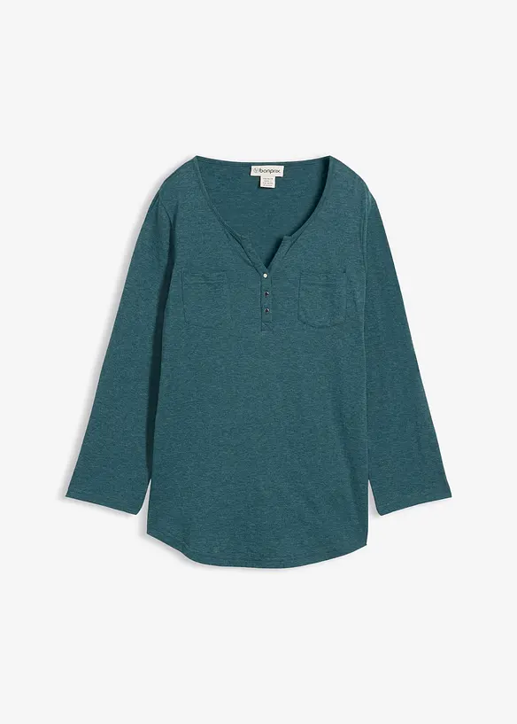 Katoenen Henley shirt met knoopsluiting, bonprix