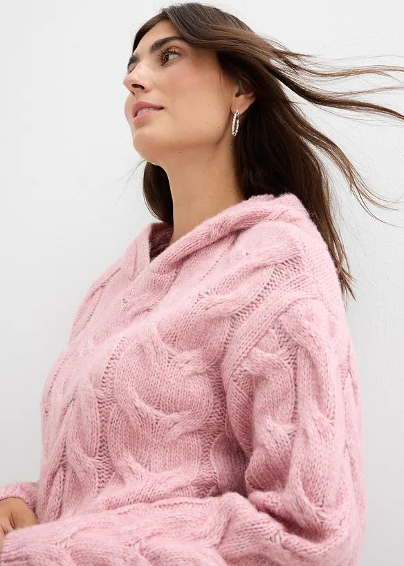 Gebreide hoodie van een zachte wolmix, bonprix