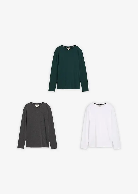 Longsleeve met biologisch katoen (set van 3), bonprix