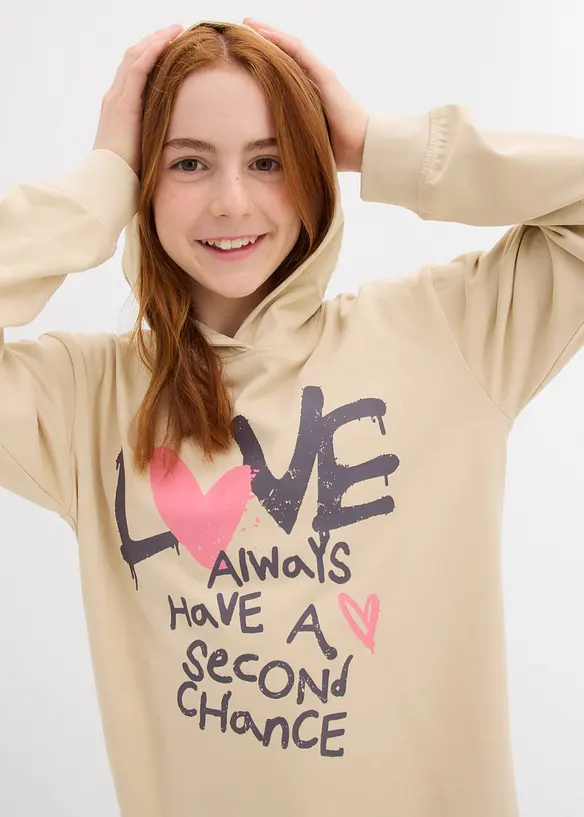 Sweatjurk met capuchon van biologisch katoen, bonprix