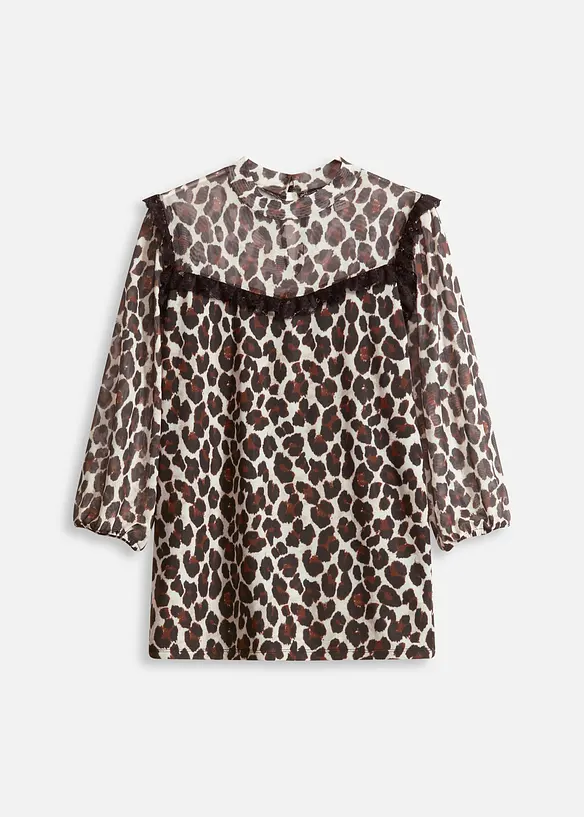 Shirt van zacht mesh met kant, bonprix
