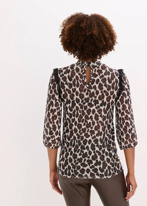 Shirt van zacht mesh met kant, bonprix