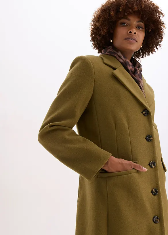 Lange jas in wollen look, bonprix