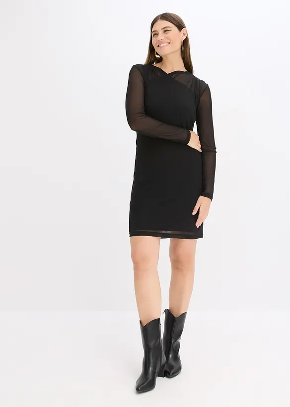 Jersey jurk van mesh, bonprix