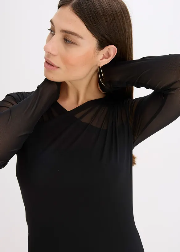 Jersey jurk van mesh, bonprix