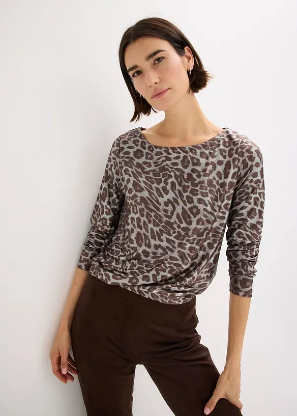 Shirt met glanzende luipaardprint, bonprix